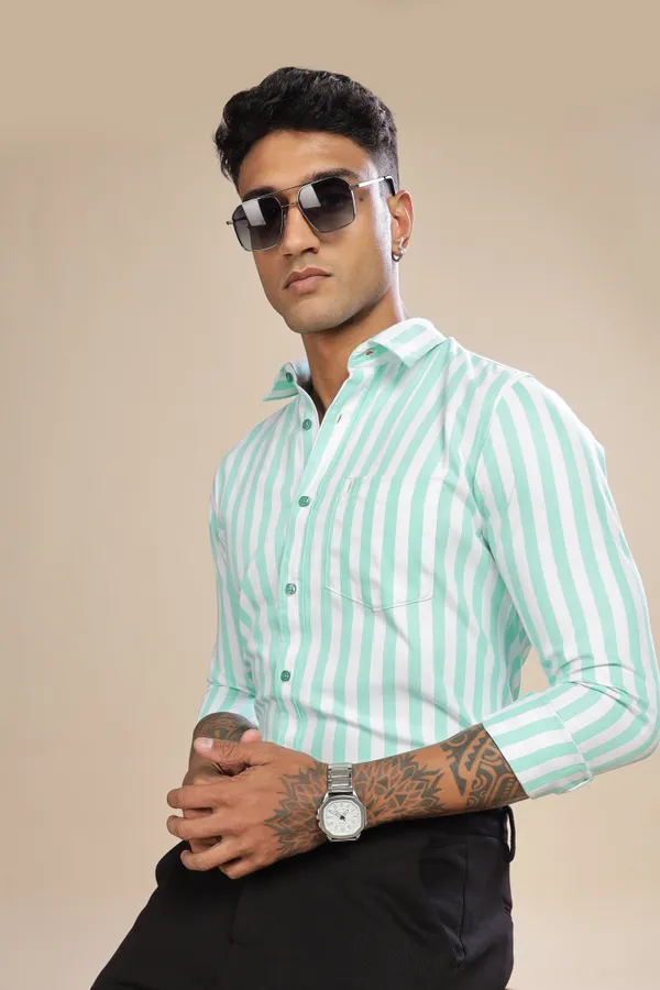 Sea_Foam_Green_Oxford_Cotton_Stripes_Shirt_For_Men
