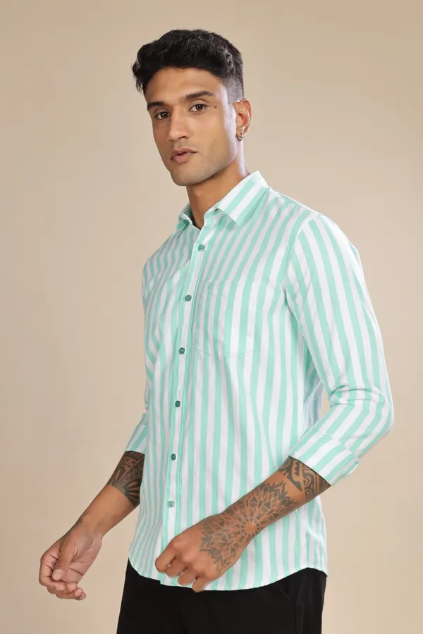 Sea_Foam_Green_Oxford_Cotton_Stripes_Shirt_For_Men