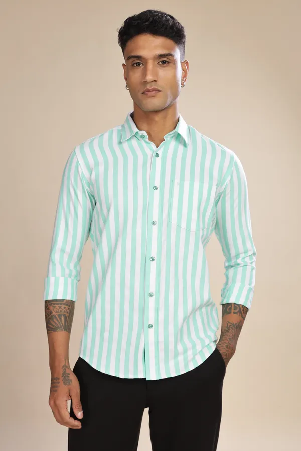 Sea_Foam_Green_Oxford_Cotton_Stripes_Shirt_For_Men