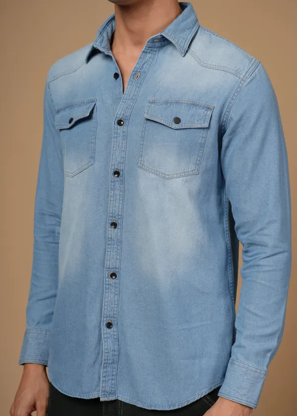 Ice_Blue_100%_Cotton_Denim_Shirt_For_Men