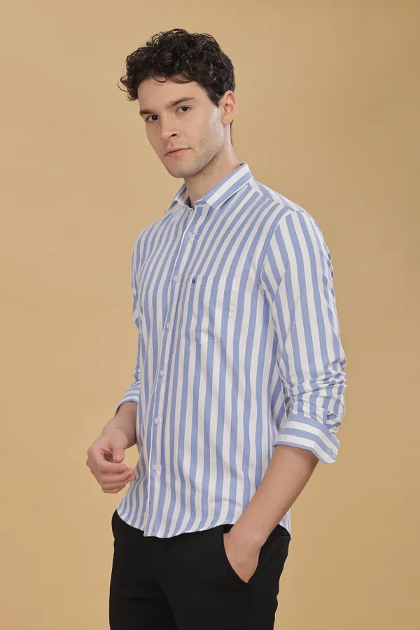 Blue_&_White_Oxford_Cotton_Stripes_Shirt_For_Men
