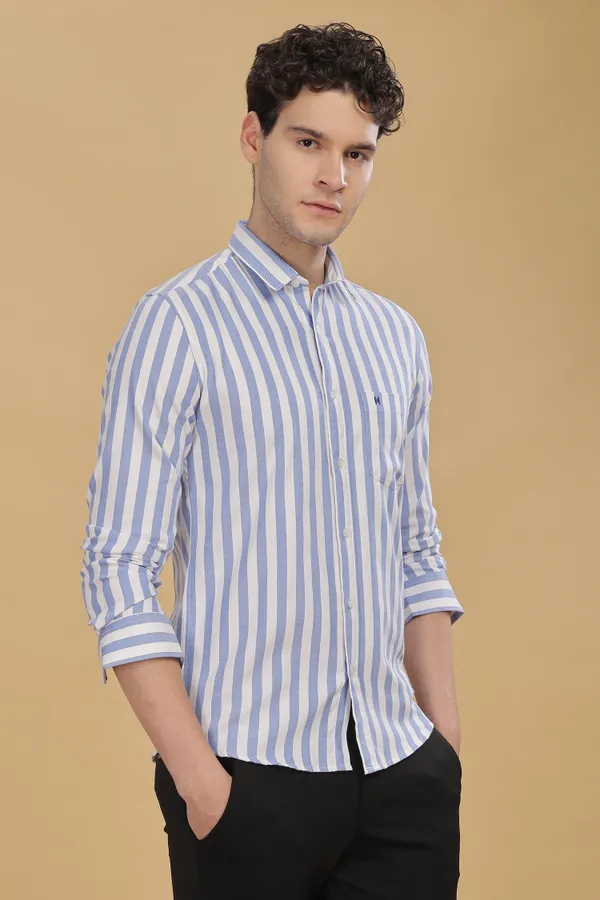 Blue_&_White_Oxford_Cotton_Stripes_Shirt_For_Men