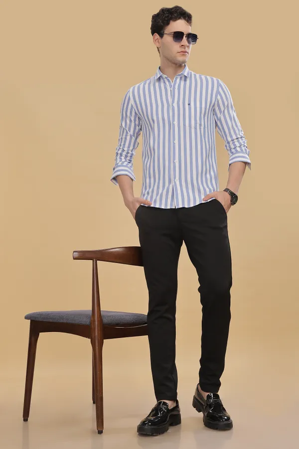 Blue_&_White_Oxford_Cotton_Stripes_Shirt_For_Men