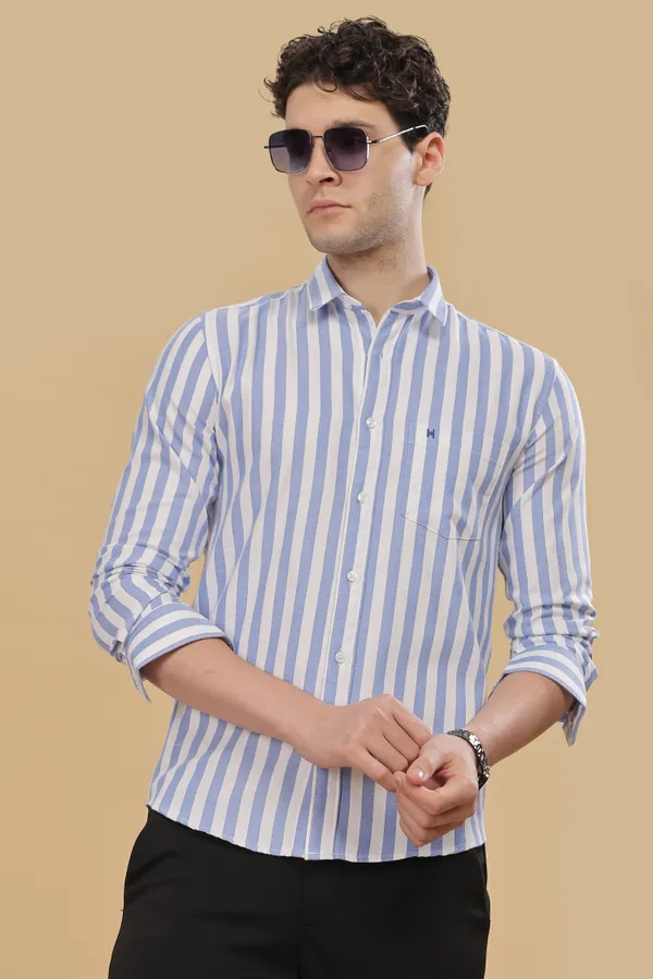 Blue_&_White_Oxford_Cotton_Stripes_Shirt_For_Men