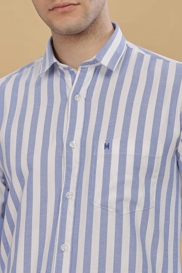Blue_&_White_Oxford_Cotton_Stripes_Shirt_For_Men