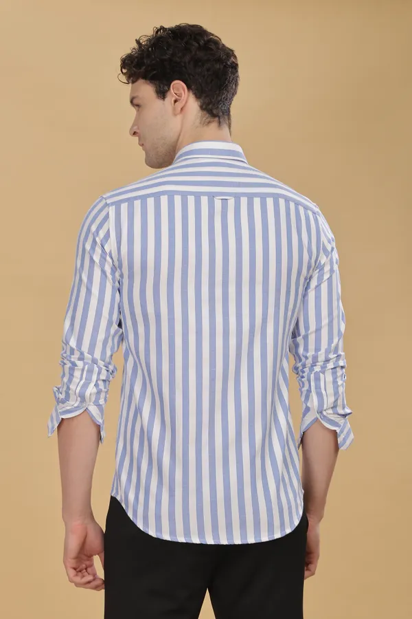 Blue_&_White_Oxford_Cotton_Stripes_Shirt_For_Men