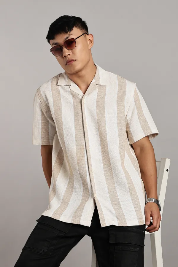 Beige_&_White_Cotton_Blend_Vertical_Stripe_Cuban_Shirt_For_Men
