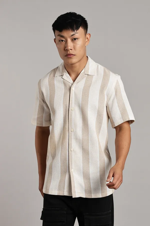 Beige_&_White_Cotton_Blend_Vertical_Stripe_Cuban_Shirt_For_Men
