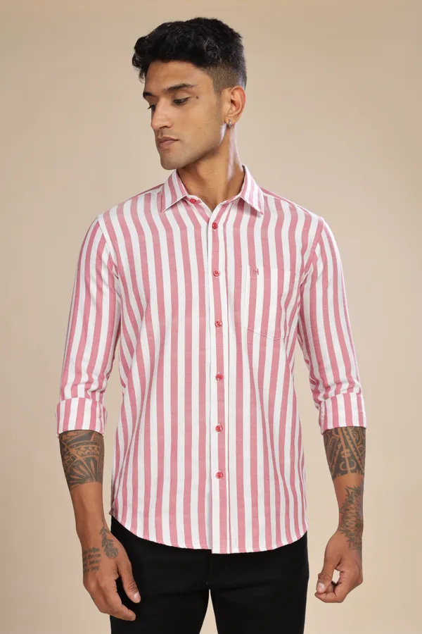 Beetroot_Pink_Oxford_Cotton_Stripes_Shirt_For_Men