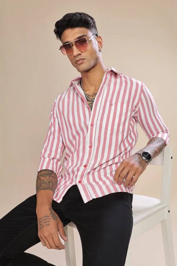 Beetroot_Pink_Oxford_Cotton_Stripes_Shirt_For_Men