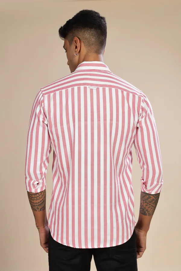 Beetroot_Pink_Oxford_Cotton_Stripes_Shirt_For_Men