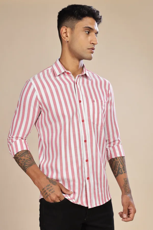 Beetroot_Pink_Oxford_Cotton_Stripes_Shirt_For_Men