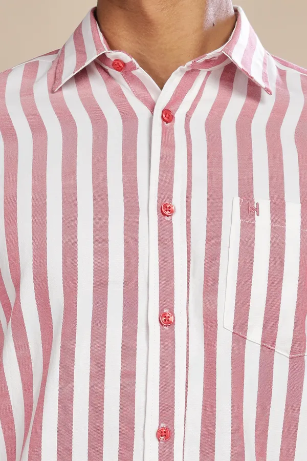 Beetroot_Pink_Oxford_Cotton_Stripes_Shirt_For_Men