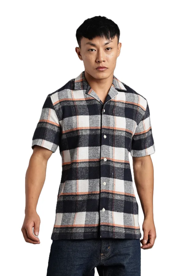 Multicolor_Cotton_Blend_Checkered_Cuban_Half-Sleeve_Shirt_For_Men