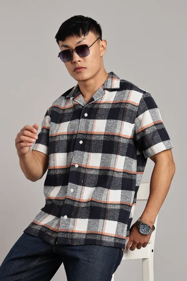 Multicolor_Cotton_Blend_Checkered_Cuban_Half-Sleeve_Shirt_For_Men