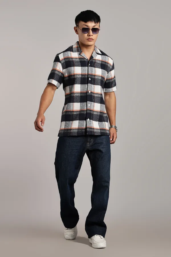 Multicolor_Cotton_Blend_Checkered_Cuban_Half-Sleeve_Shirt_For_Men