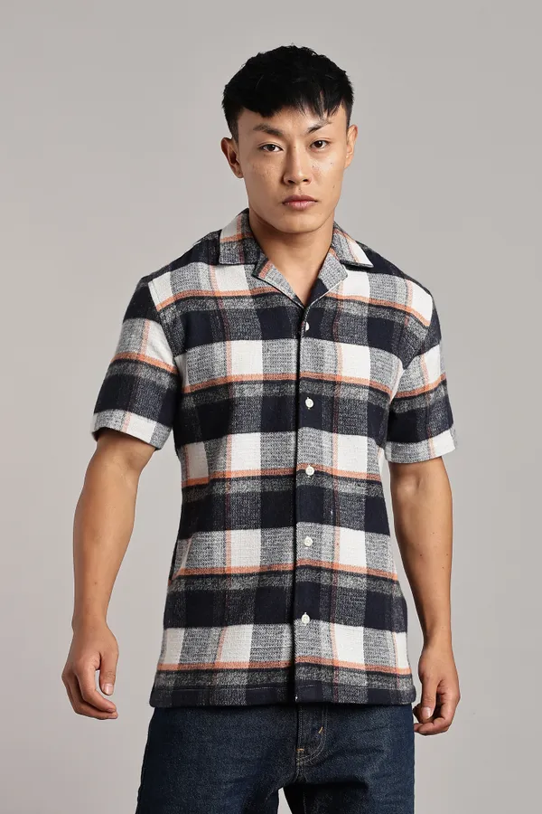 Multicolor_Cotton_Blend_Checkered_Cuban_Half-Sleeve_Shirt_For_Men