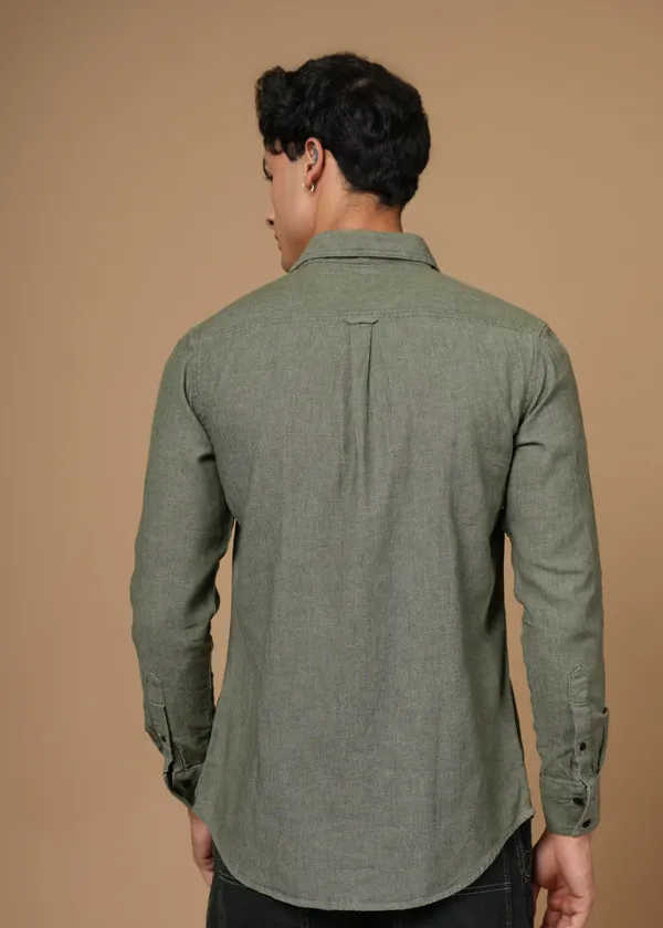 Olive_Green_100%_Cotton_Denim_Shirt_For_Men