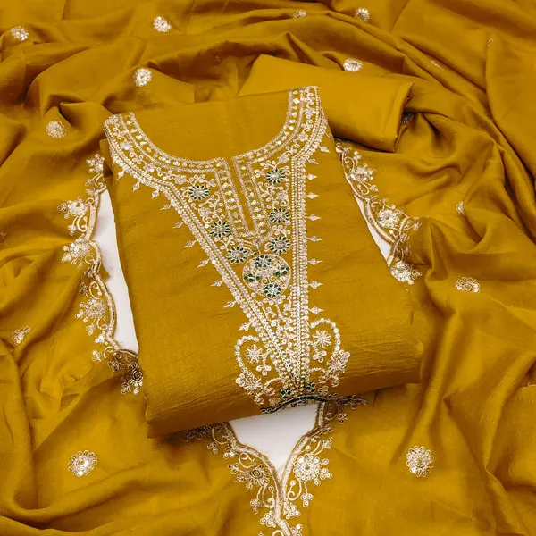 Mustard_Yellow_Premium_Vichitra_Blooming_Dress_Material_For_Women_&_Girls