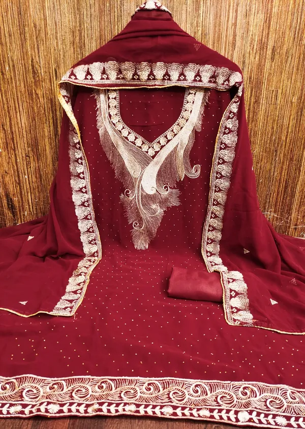 Red_Premium_Georgette_Zari_Dress_Material_For_Women_&_Girls