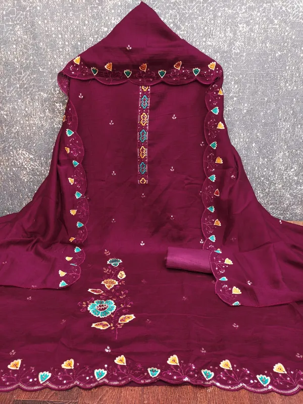 Wine_Premium_Vichitra_Blooming_Dress_Material_For_Women_&_Girls