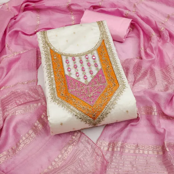 White_&_Pink_Premium_Modal_Silk_Dress_Material_For_Women_&_Girls