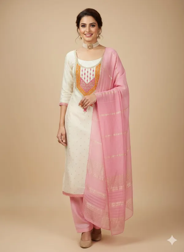 White_&_Pink_Premium_Modal_Silk_Dress_Material_For_Women_&_Girls