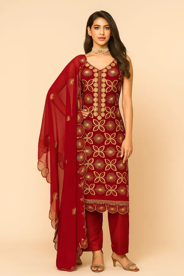Red_Premium_Georgette_Zari_Dress_Material_For_Women_&_Girls