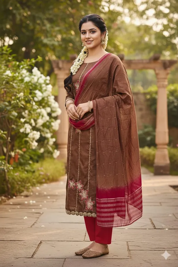 Brown_Premium_Coco_Silk_Dress_Material_For_Women_&_Girls