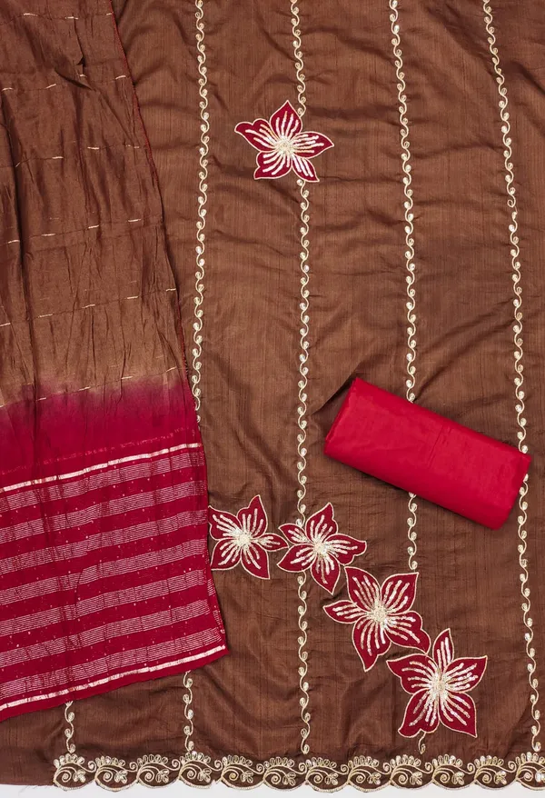 Brown_Premium_Coco_Silk_Dress_Material_For_Women_&_Girls