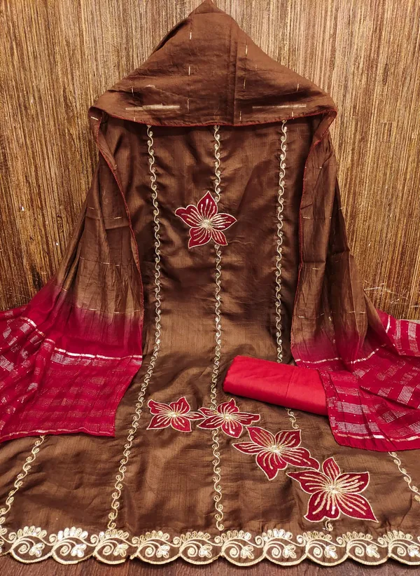 Brown_Premium_Coco_Silk_Dress_Material_For_Women_&_Girls