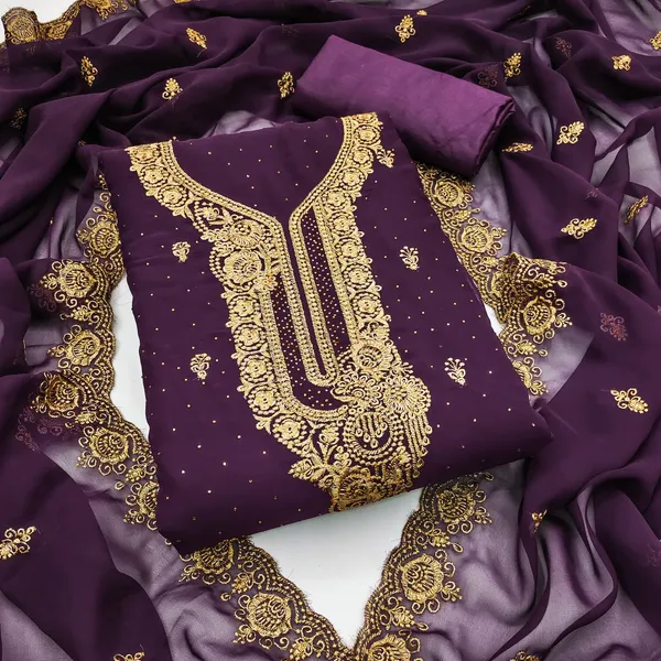 Purple_Premium_Georgette_Zari_Dress_Material_For_Women_&_Girls