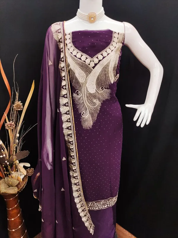 Purple_Premium_Georgette_Zari_Dress_Material_For_Women_&_Girls
