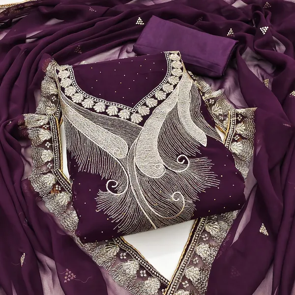 Purple_Premium_Georgette_Zari_Dress_Material_For_Women_&_Girls