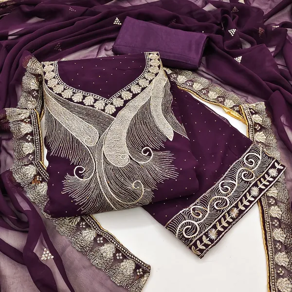 Purple_Premium_Georgette_Zari_Dress_Material_For_Women_&_Girls