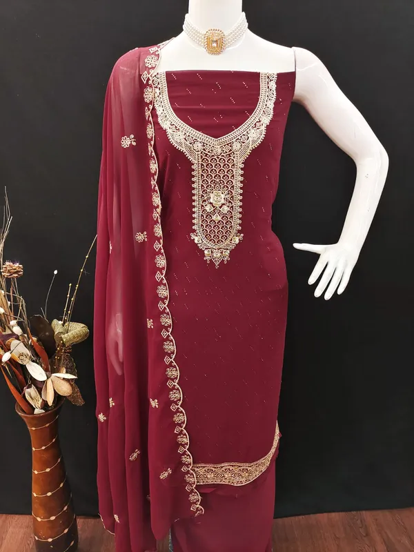Maroon_Premium_Georgette_Zari_Dress_Material_For_Women_&_Girls
