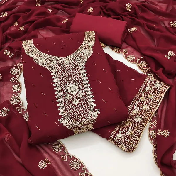 Maroon_Premium_Georgette_Zari_Dress_Material_For_Women_&_Girls