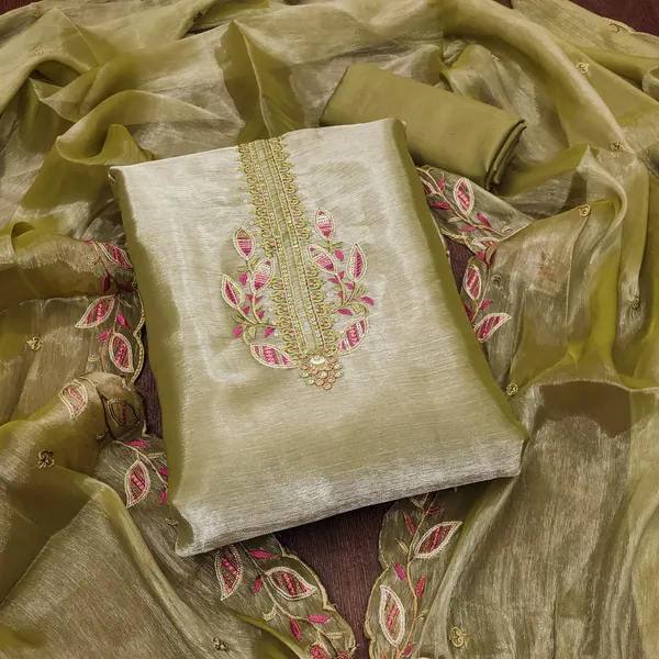 Mehandi_Premium_Barbarik_Silk_Dress_Material_For_Women_&_Girls