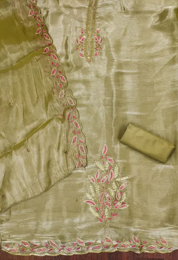 Mehandi_Premium_Barbarik_Silk_Dress_Material_For_Women_&_Girls