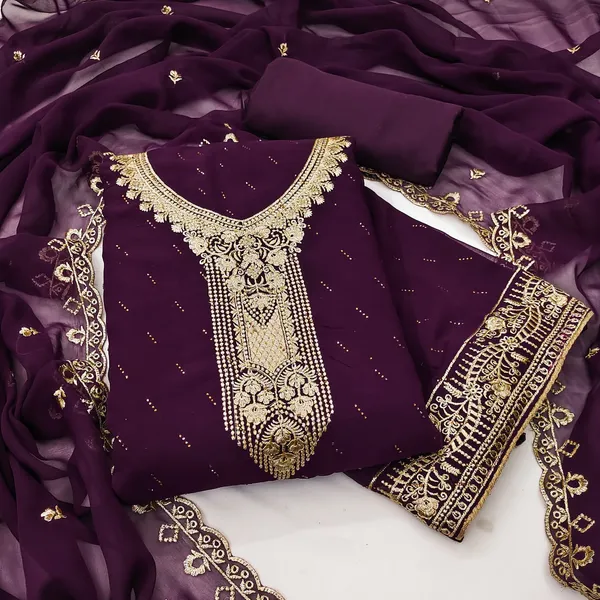 Plum_Premium_Georgette_Zari_Dress_Material_For_Women_&_Girls