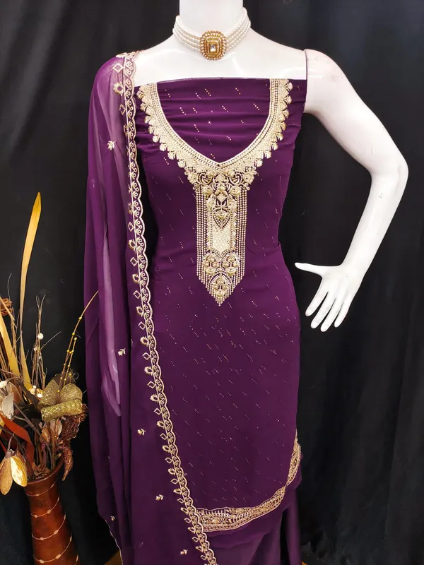 Plum_Premium_Georgette_Zari_Dress_Material_For_Women_&_Girls