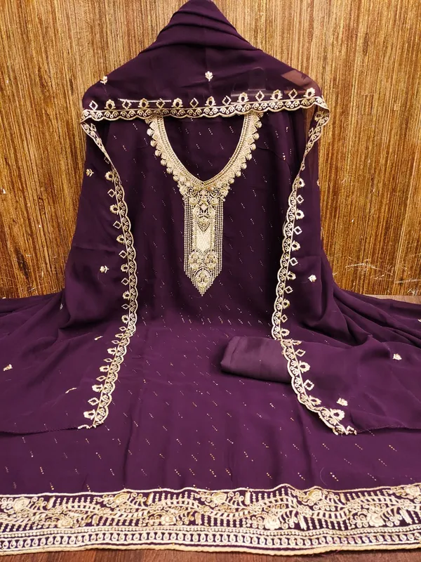 Plum_Premium_Georgette_Zari_Dress_Material_For_Women_&_Girls