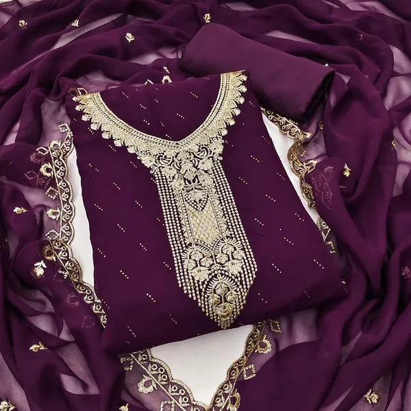 Plum_Premium_Georgette_Zari_Dress_Material_For_Women_&_Girls