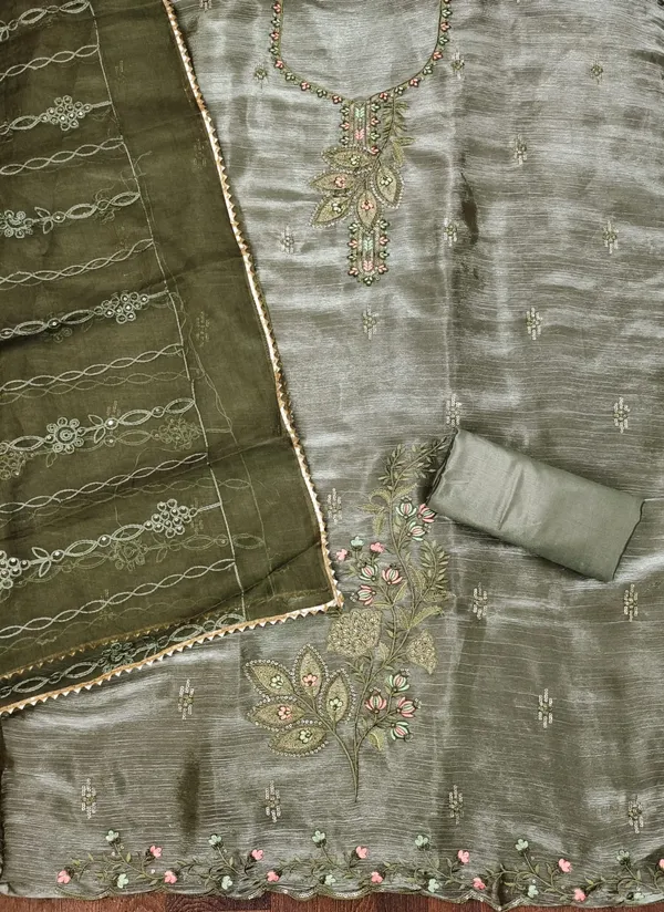 Mehandi_Premium_Barbarik_Silk_Dress_Material_For_Women_&_Girls