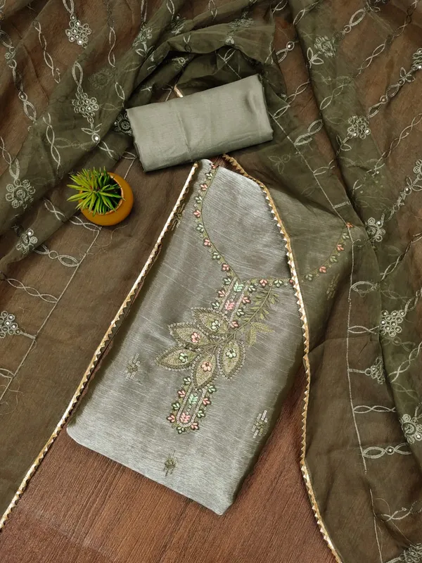 Mehandi_Premium_Barbarik_Silk_Dress_Material_For_Women_&_Girls