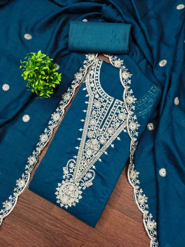 Teal_Blue_Premium_Vichitra_Blooming_Dress_Material_For_Women_&_Girls