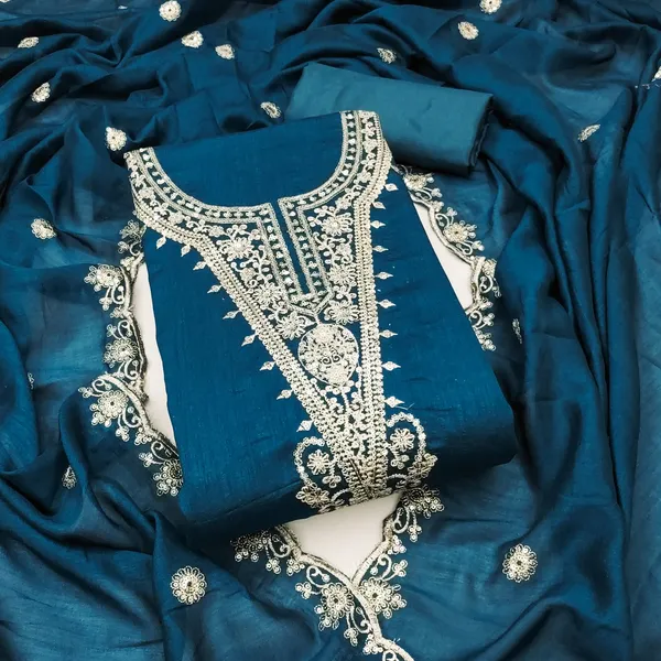 Teal_Blue_Premium_Vichitra_Blooming_Dress_Material_For_Women_&_Girls