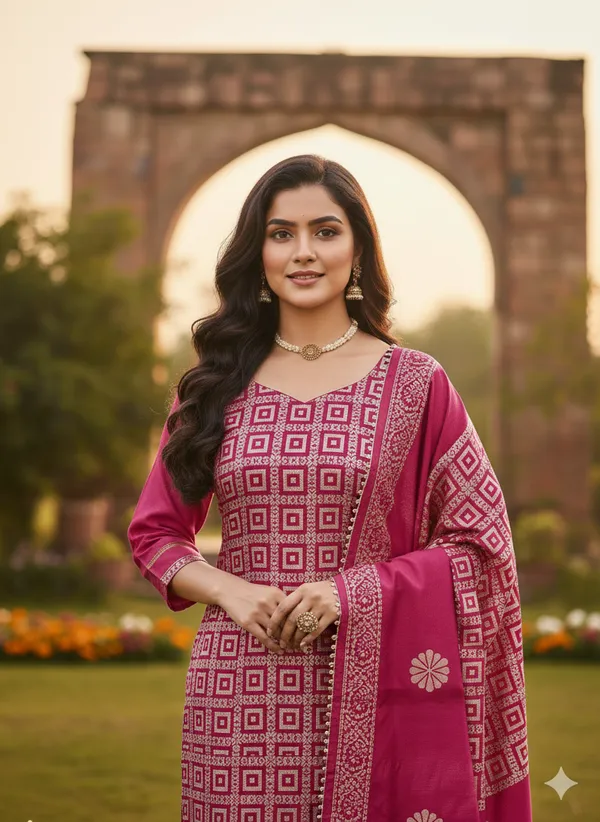 Dark_Pink_Premium_Jacquard_Gaji_Silk_Dress_Material_For_Women_&_Girls