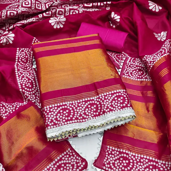 Dark_Pink_Premium_Jacquard_Gaji_Silk_Dress_Material_For_Women_&_Girls