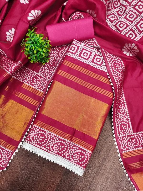 Dark_Pink_Premium_Jacquard_Gaji_Silk_Dress_Material_For_Women_&_Girls